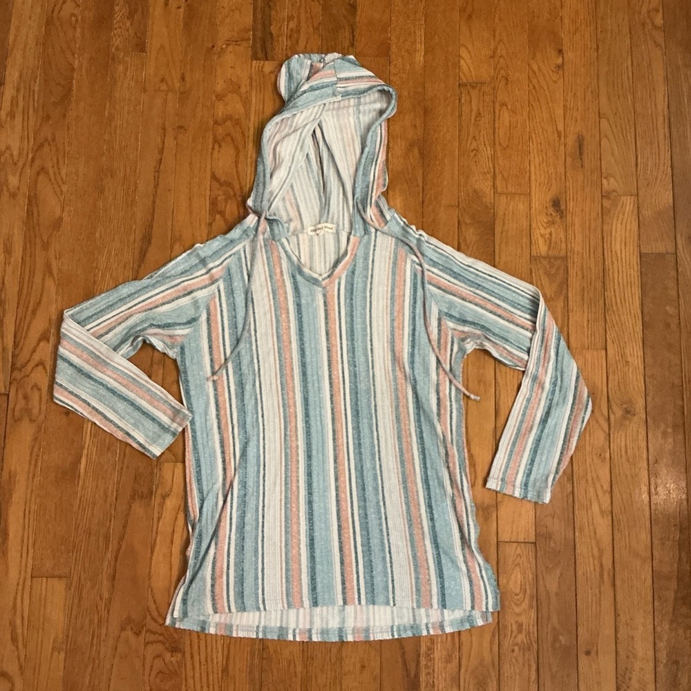 Womens Colorful Sweatshirt Medium Striped Hoodie Pullover Above and Beyond
